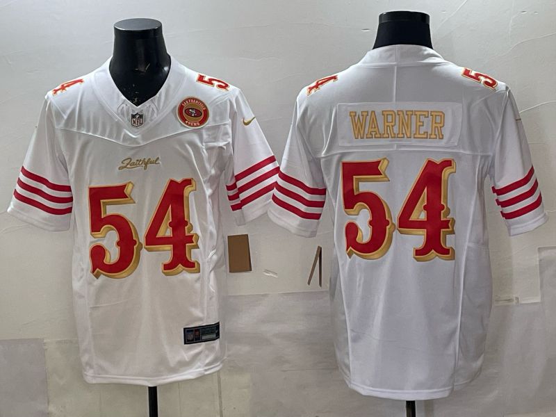 Men 2025 Nike San Francisco 49ers #54 Warner White 5th generation Limited NFL Jersey 042